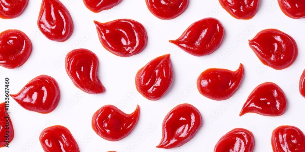 Poster pattern created using red sauce displayed against a white background, showcasing the visual appeal o