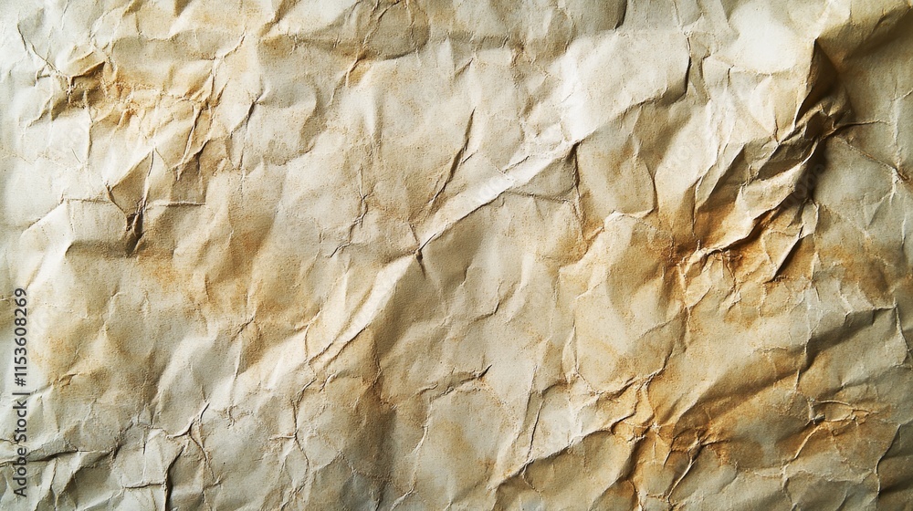 Aufkleber crumpled paper texture showcases a unique and aged surface, ideal for designs needing an old paper b