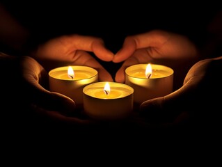 Group Holding Candles Together in Vigil