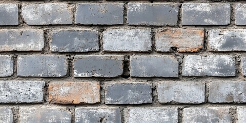 Fototapeta premium Grungy mortar surface featuring a brick wall texture background. This old, vintage gray brick texture is ideal for banners, wallpaper, and various design elements.