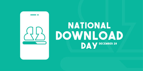 National Download Day. December 28. Banner, card, background.