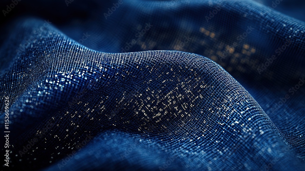 Poster digital encryption elegance: binary code matrix on dark blue canvas - a cybersecurity and cryptocurr