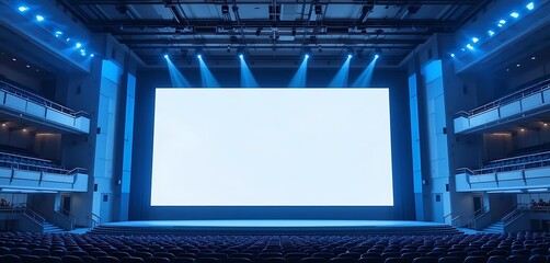 Fototapeta premium Empty Auditorium Stage with Large Blank Screen