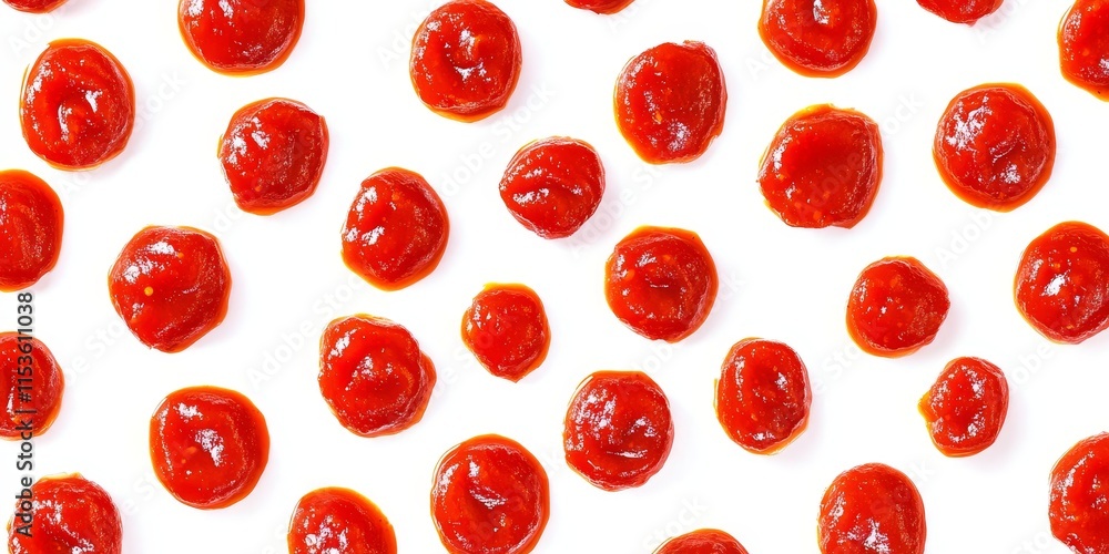 Poster pattern created using red sauce displayed against a white background, showcasing the visual appeal o