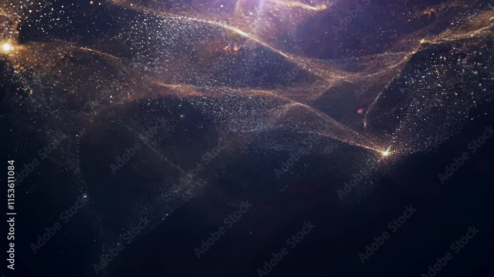 Poster shimmering background: abstract texture of starry particles against a dark canvas