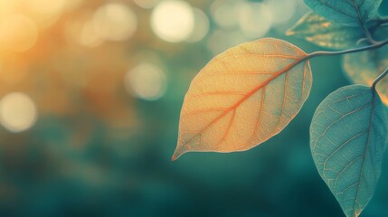 Defocused abstract background featuring a leaf, creating a dreamy atmosphere. This leaf inspired defocused abstract background adds a touch of nature to your visuals.