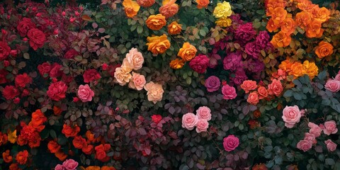 Autumn brings a vibrant display of plants, where flowers bloom like grenades, creating a stunning scene filled with colorful rose varieties and the beauty of seasonal change in nature.