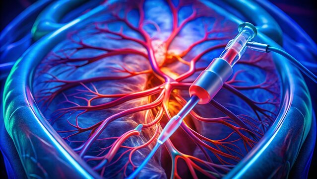 Subclavian Vein Central Venous Catheter Close-up - Medical IV Access Device for Chemotherapy