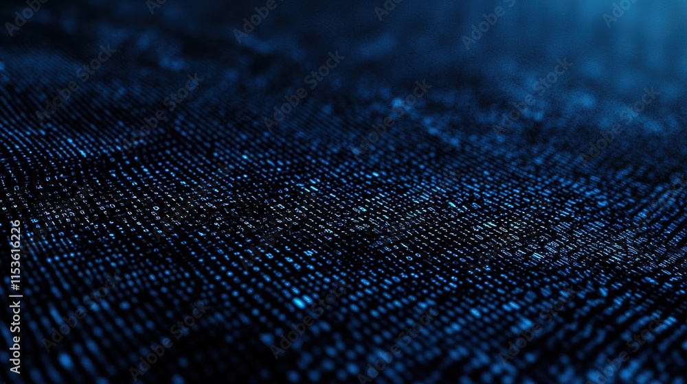 Poster digital encryption elegance: binary code matrix on dark blue canvas - a cybersecurity and cryptocurr
