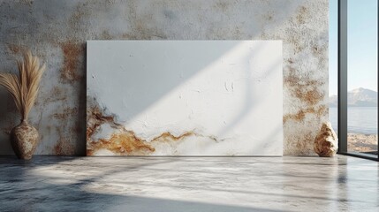 White Canvas Mockup in Minimalist Setting. Generative AI