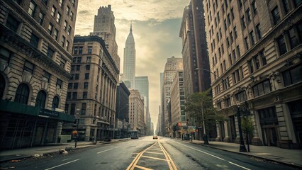 Surreal Abandoned NYC: Eerie Stillness of Empty Streets & Silent Skyscrapers - Vintage Photo