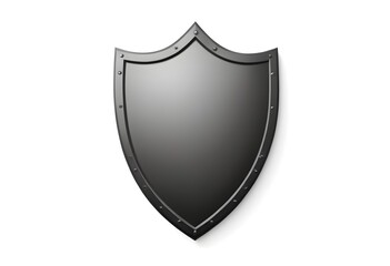 A black shield with a curved top and pointed edges , representing protection and security