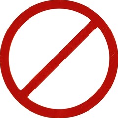 A red circle with a diagonal line through it, indicating a prohibition or restriction