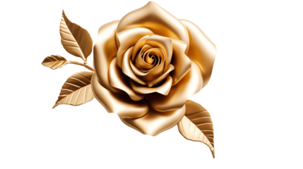 a gold rose with leaves
