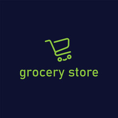 Grocery store logo template in a flat design style
