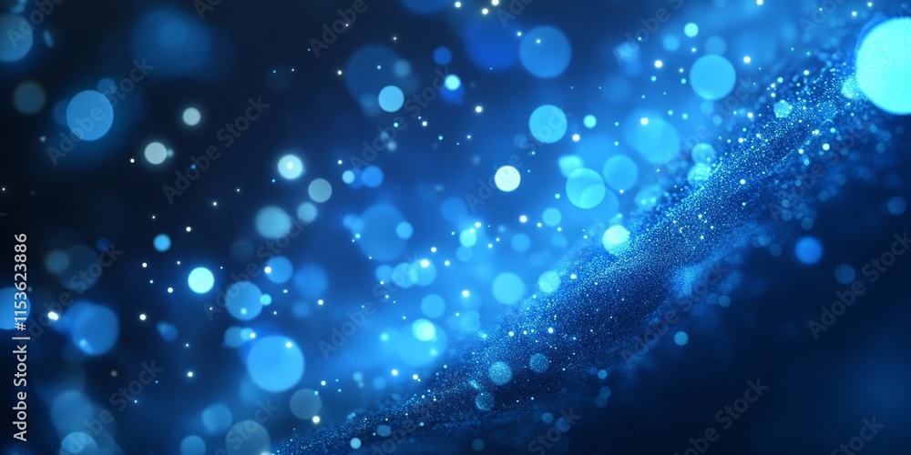 Leinwandbilder blue glowing multidimensional surface features intricate particles and bokeh effects, creating a stu