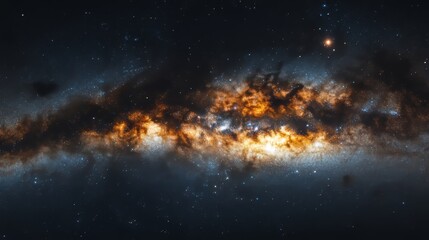 Fototapeta premium Stunning galaxy Milky Way captured in the night sky, showcasing bright stars. This astrophotography highlights the beauty of the galaxy Milky Way and its breathtaking outer space details.