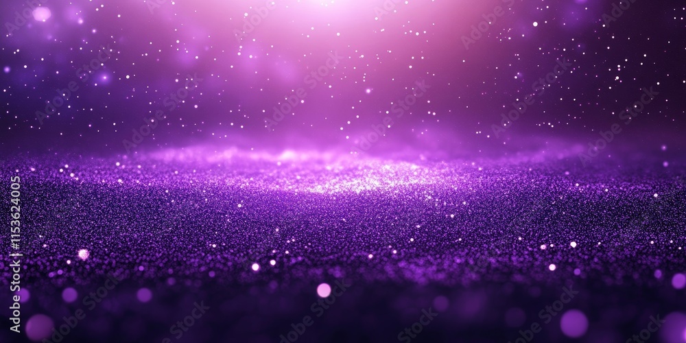 Poster violet shiny background featuring an enchanting space scene filled with sparkles. this violet shiny 