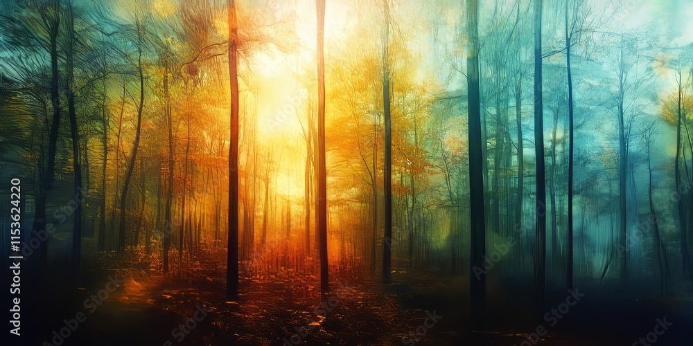 Poster abstract nature views showcase the beauty of forests, highlighting the unique textures and colors fo