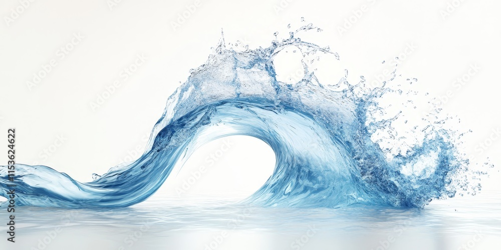 Poster one unique letter represented by a water wave, showcasing the beauty of nature and the fluidity of d
