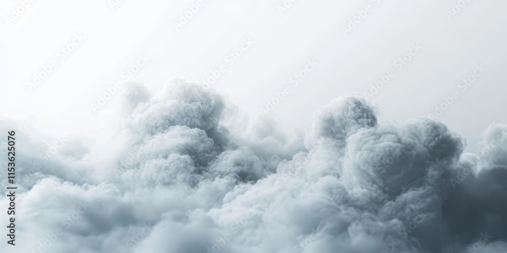 Poster a macro shot of a gray cloud against a plain white backdrop highlights the intricate details and tex