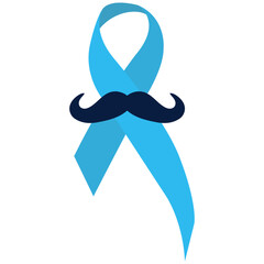 Prostate cancer awareness ribbon with moustaches. Movember Prostate Cancer Day.