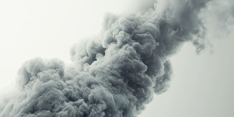 A macro shot of a gray cloud against a plain white backdrop highlights the intricate details and textures of the cloud, showcasing its unique features and shades vividly.