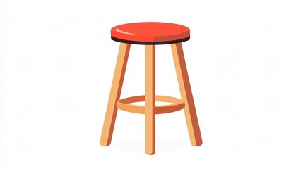 Modern Transparent Stool Chair Vector Icon Isolated on White Background