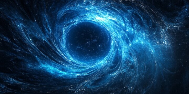 Abstract background featuring a blue glowing magical wormhole in space, showcasing a stunning computer generated design of a captivating blue wormhole effect. Perfect for sci fi or fantasy themes.