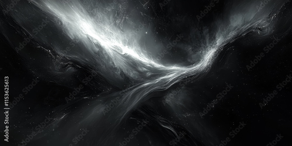 Poster a graceful interplay of light and shadow occurs within the expanse of dark space, showcasing a mesme