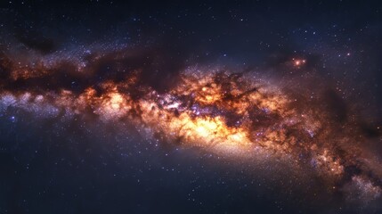 Fototapeta premium Stunning galaxy Milky Way captured in the night sky, showcasing bright stars. This astrophotography highlights the beauty of the galaxy Milky Way and its breathtaking outer space details.