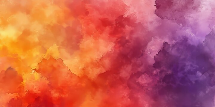 Abstract watercolor background featuring scratched textures in vibrant red, violet, and yellow colors. This abstract design showcases an intriguing interplay of hues in a watercolor style.