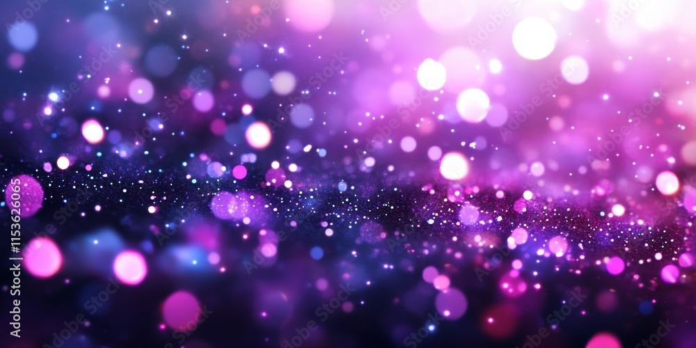 Poster violet shiny background featuring an enchanting space scene filled with sparkles. this violet shiny 