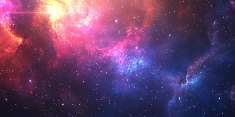 Cosmic deep space background featuring shimmering stardust, bright star shine, and vibrant sun flares. This captivating deep space scene includes star dust and enchanting pixie dust, creating a