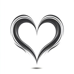 Abstract heart symbol, black strokes, white background.