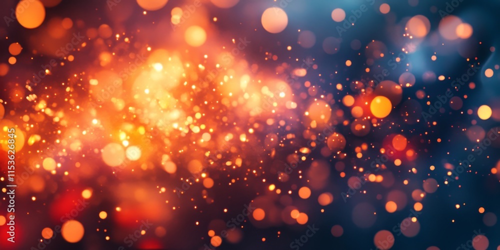 Poster vibrant bokeh lights create a stunning background, enhanced by flying fire sparks that add to the me