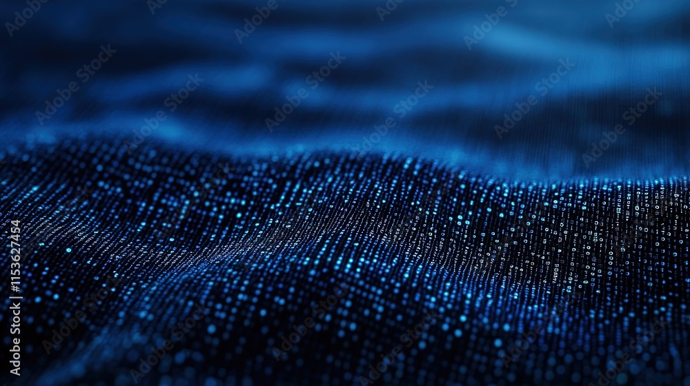 Poster digital encryption elegance: binary code matrix on dark blue canvas - a cybersecurity and cryptocurr