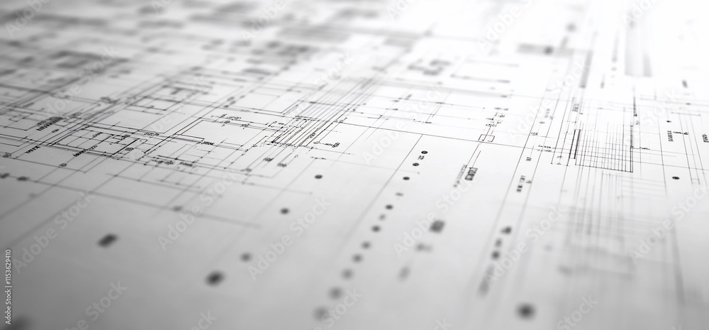 Poster a detailed blueprint or technical drawing with intricate lines and measurements.