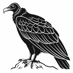 Turkey Vulture vector silhouette black design white background