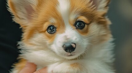 Close-up of a Corgi Puppy, Adorable and Sweet