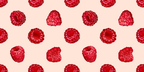 seamless pattern with raspberry red raspberries fruit berry desserthealthy © 7nov.studio