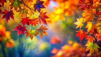 Vibrant Autumn Leaves: Impressionistic Fall Foliage Stock Photo