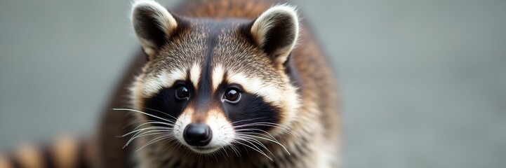 Fototapeta premium Detailed Portrait of a Raccoon with Captivating Eyes and Distinct Facial Markings Exhibiting the Beauty of Wildlife and Nature with Soft Fur and Whiskers