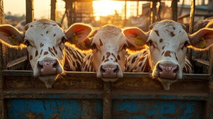 Cattle at Sunset in Golden Hour Light