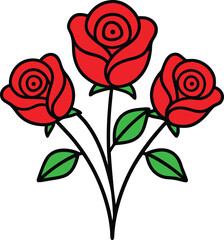 bouquet of red roses vector