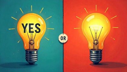 the choice of yes or no, the idea and the light bulb