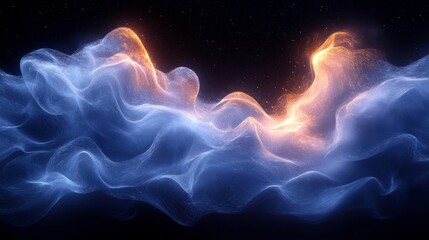 Obraz premium Abstract energy waves with glowing highlights on a black background. Generative AI