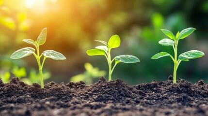 Fresh Green Seedlings in Natural Light Setting
