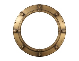 A porthole frame with rivets , suitable for a nautical or industrial decor