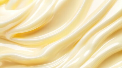 Fototapeta premium A close-up of creamy mayonnaise, highlighting its smooth texture and rich color against the white background.